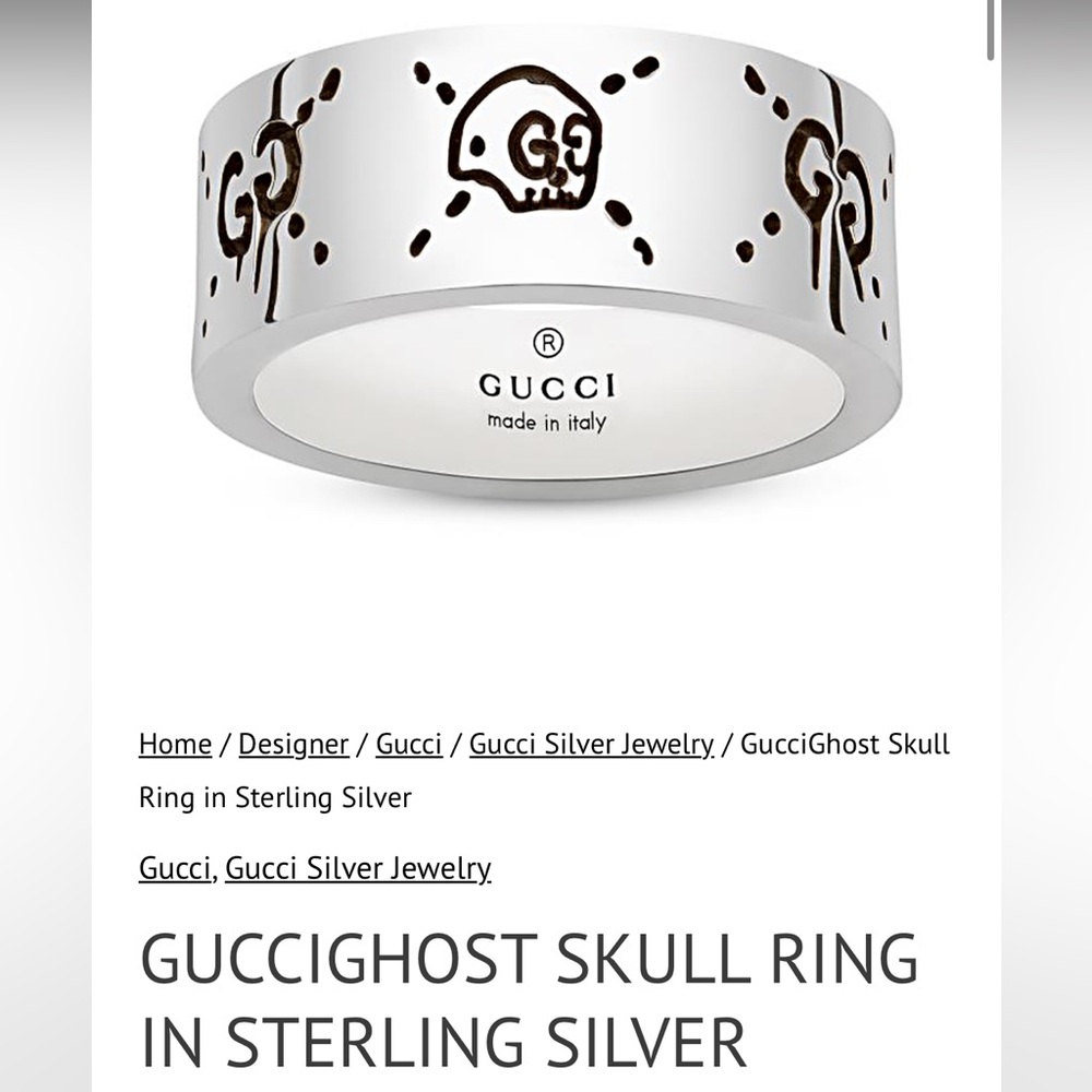 Authentic Gucci sterling Silver Ghost 9mm Ring - Picture 4 of 5
